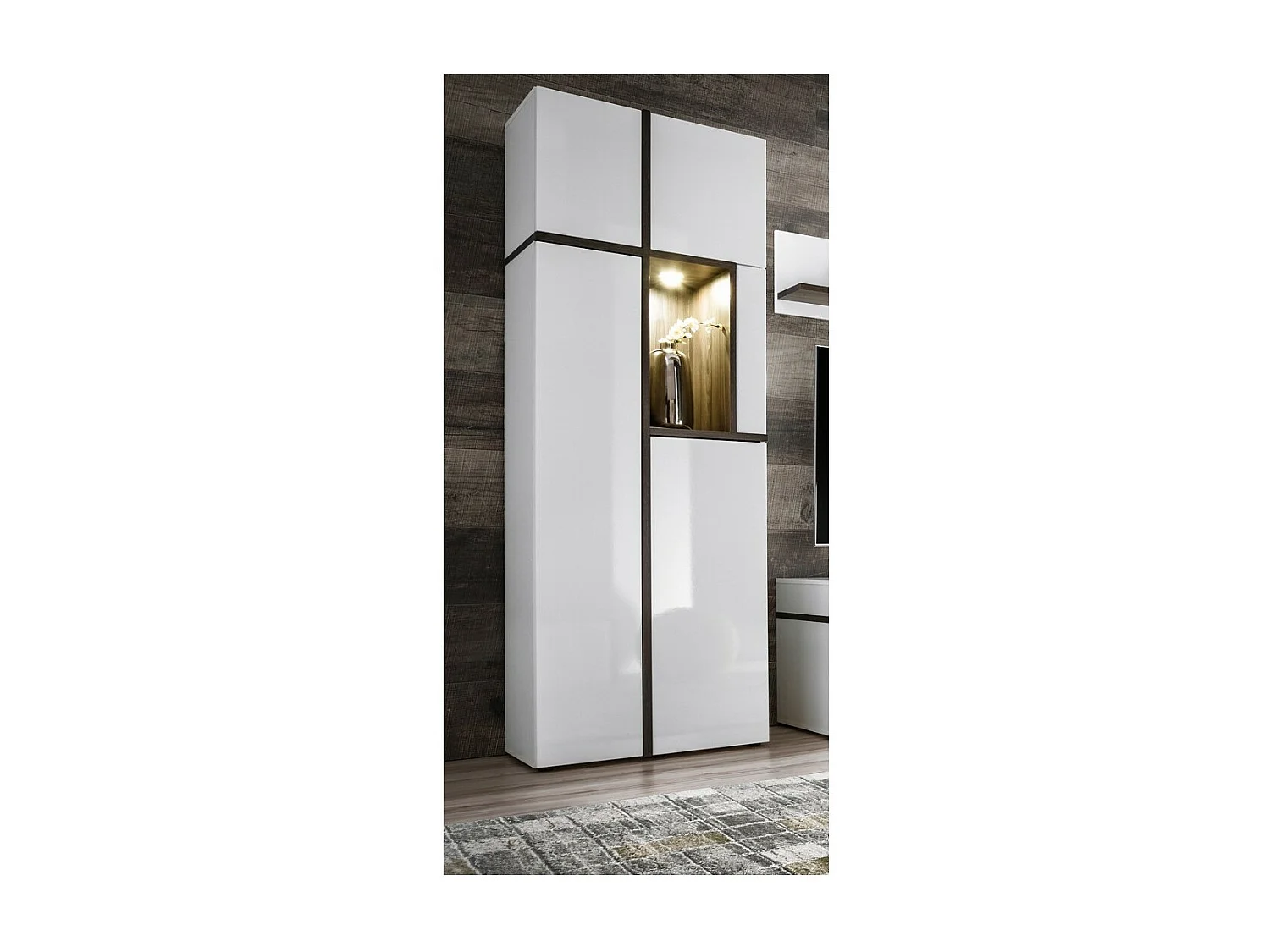 Vitrine collection CRISS + LED. Meuble déco, moderne et design pour votre salon.