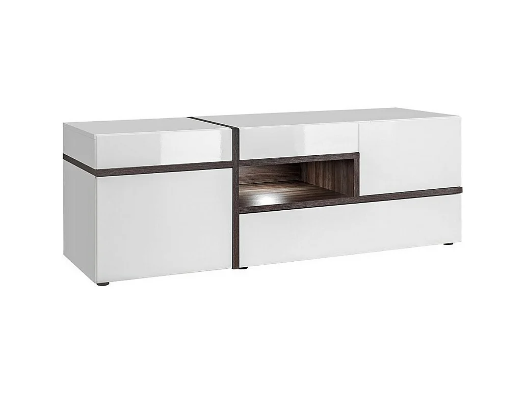 Meuble TV 150 cm CRISS avec LED intégrées, déco moderne pour salon