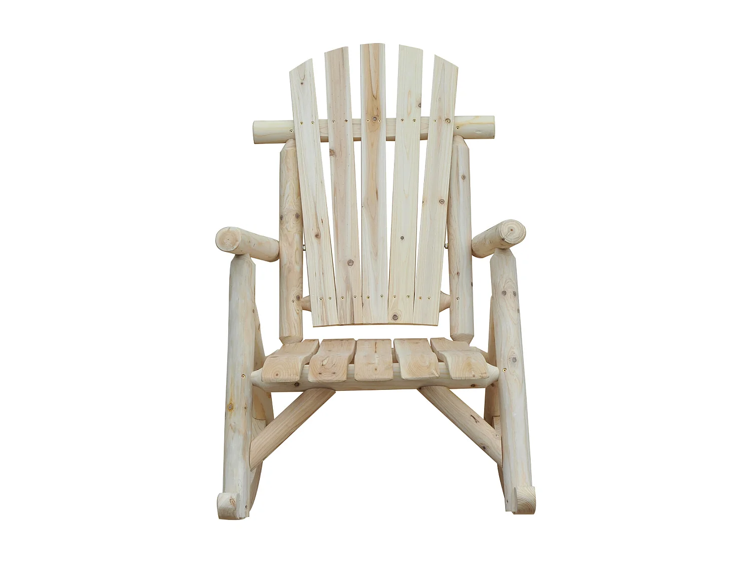 Fauteuil de jardin Adirondack à bascule rocking chair style néo-rétro assise dossier ergonomique bois naturel de pin
