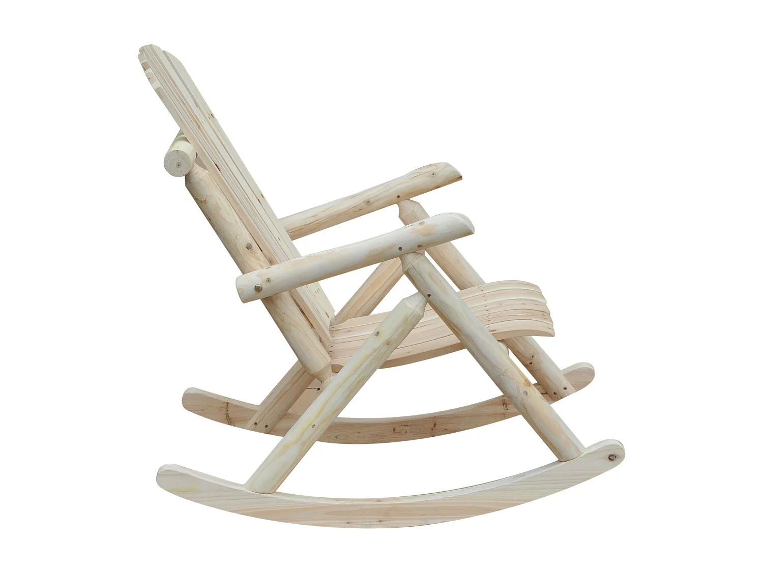 Fauteuil de jardin Adirondack à bascule rocking chair style néo-rétro assise dossier ergonomique bois naturel de pin
