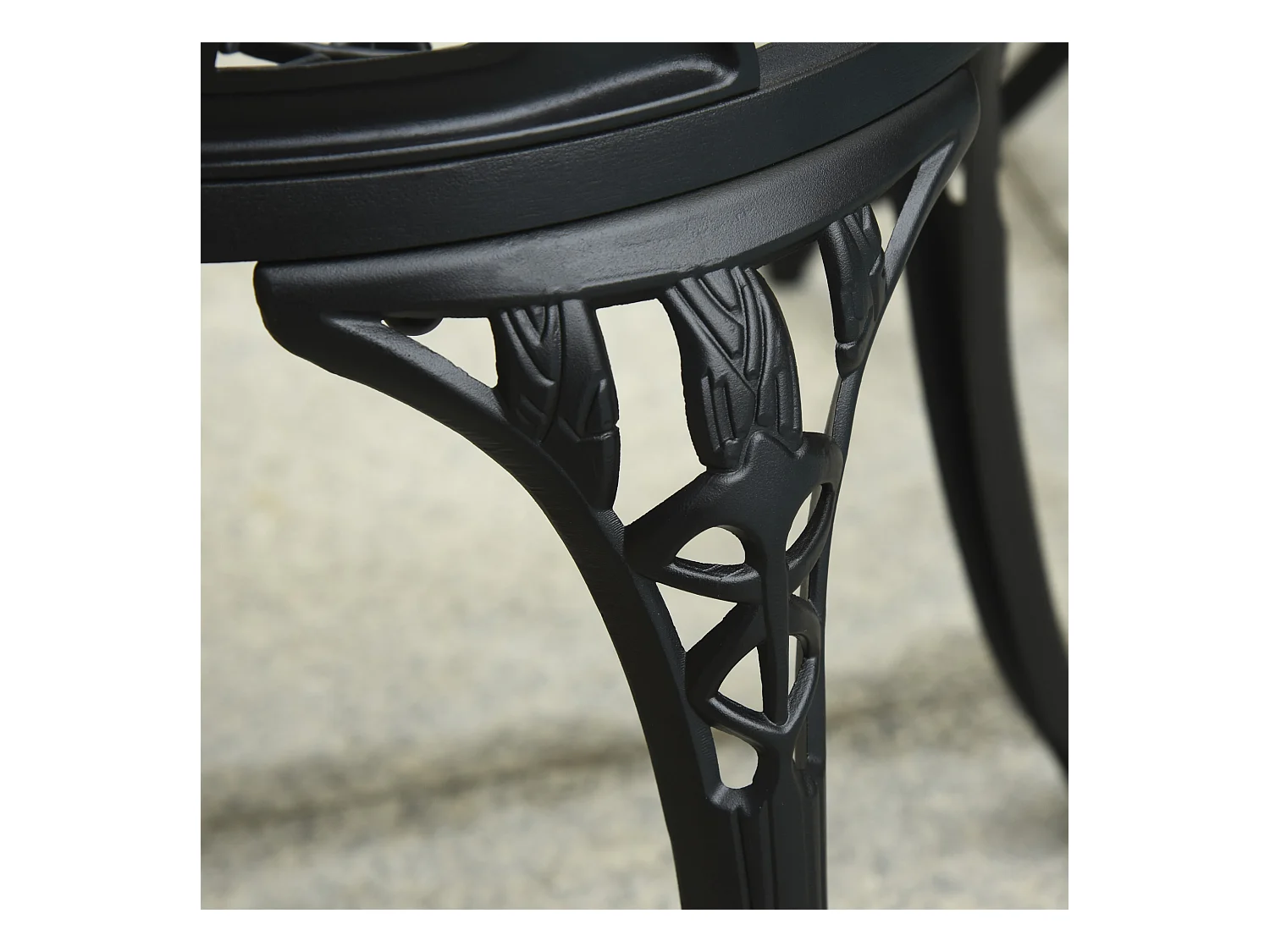 Ensemble salon de jardin 2 places 2 chaises + table ronde fonte d'aluminium imitation fer forgé noir