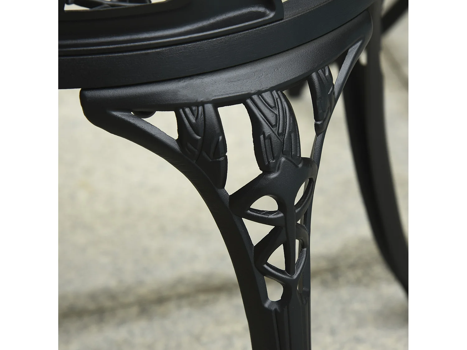 Ensemble salon de jardin 2 places 2 chaises + table ronde fonte d'aluminium imitation fer forgé noir