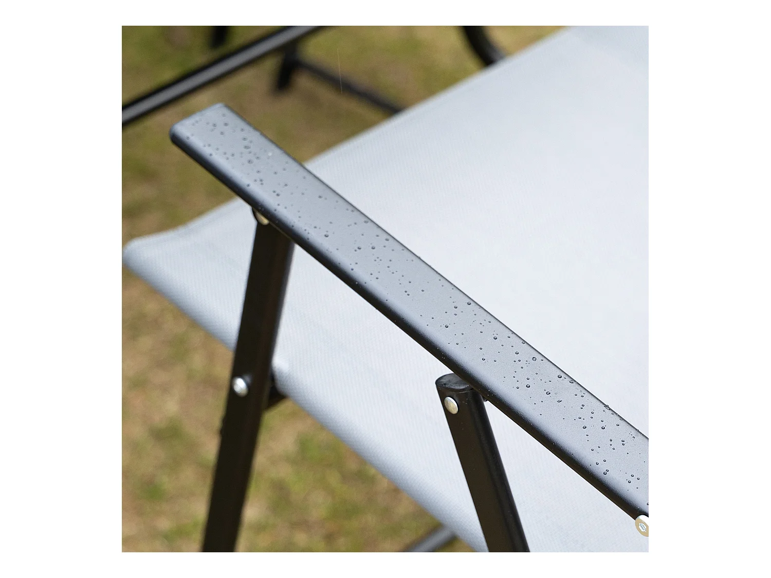 Ensemble salon de jardin 6 places 8 pièces - parasol, table, 6 chaises pliantes - métal époxy textilène polyester gris