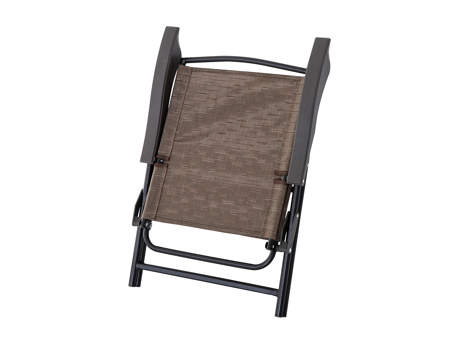 Ensemble de jardin 3 pièces 2 chaises inclinables multi-positions pliables + table ronde verre trempé métal époxy textilène chocolat