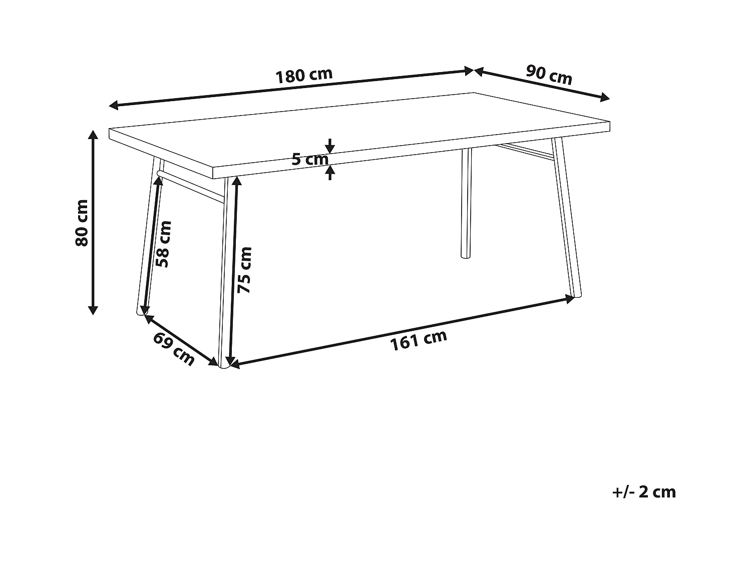 Mesa de comedor IVORIE Fresno claro 180 cm 90 cm
