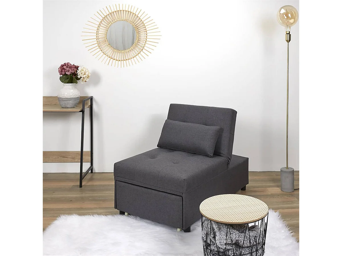DEKA - Fauteuil Convertible Capitonné Anthracite