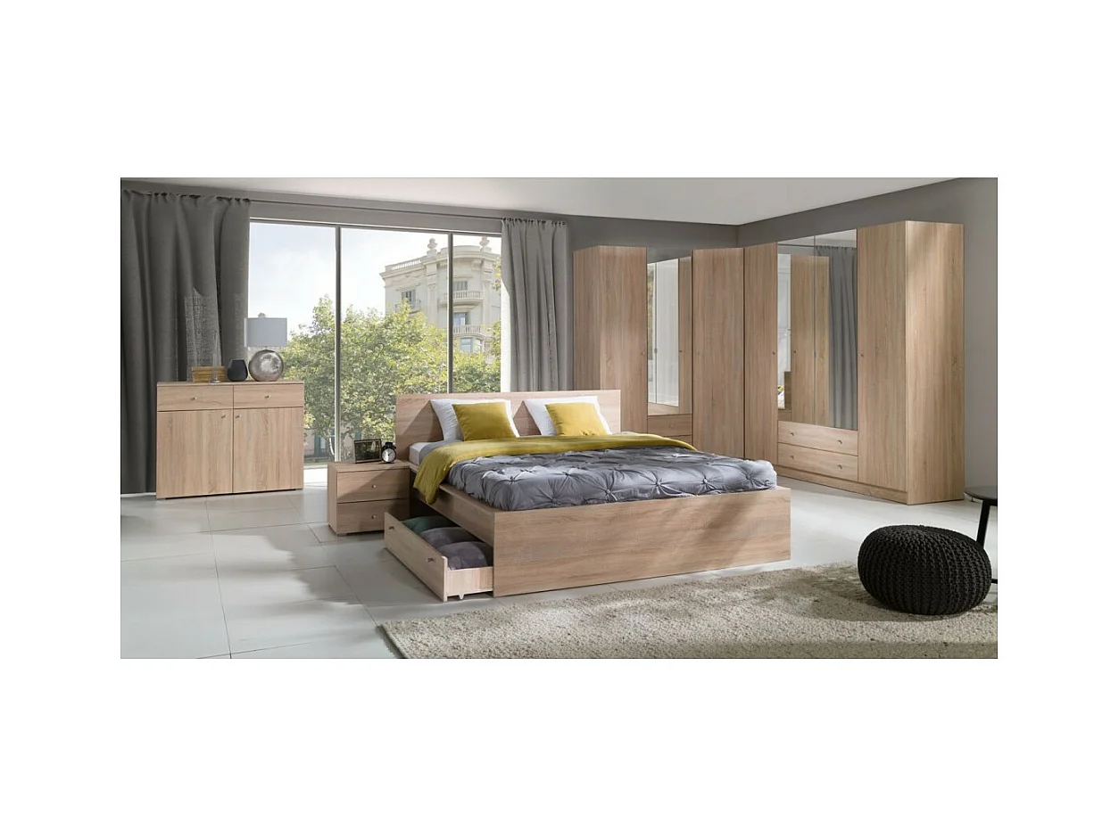 Cómoda MAXIM color roble claro - 2 puertas y 2 cajones