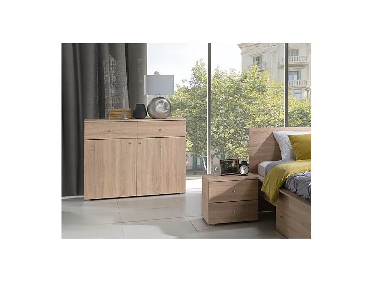 Cómoda MAXIM color roble claro - 2 puertas y 2 cajones