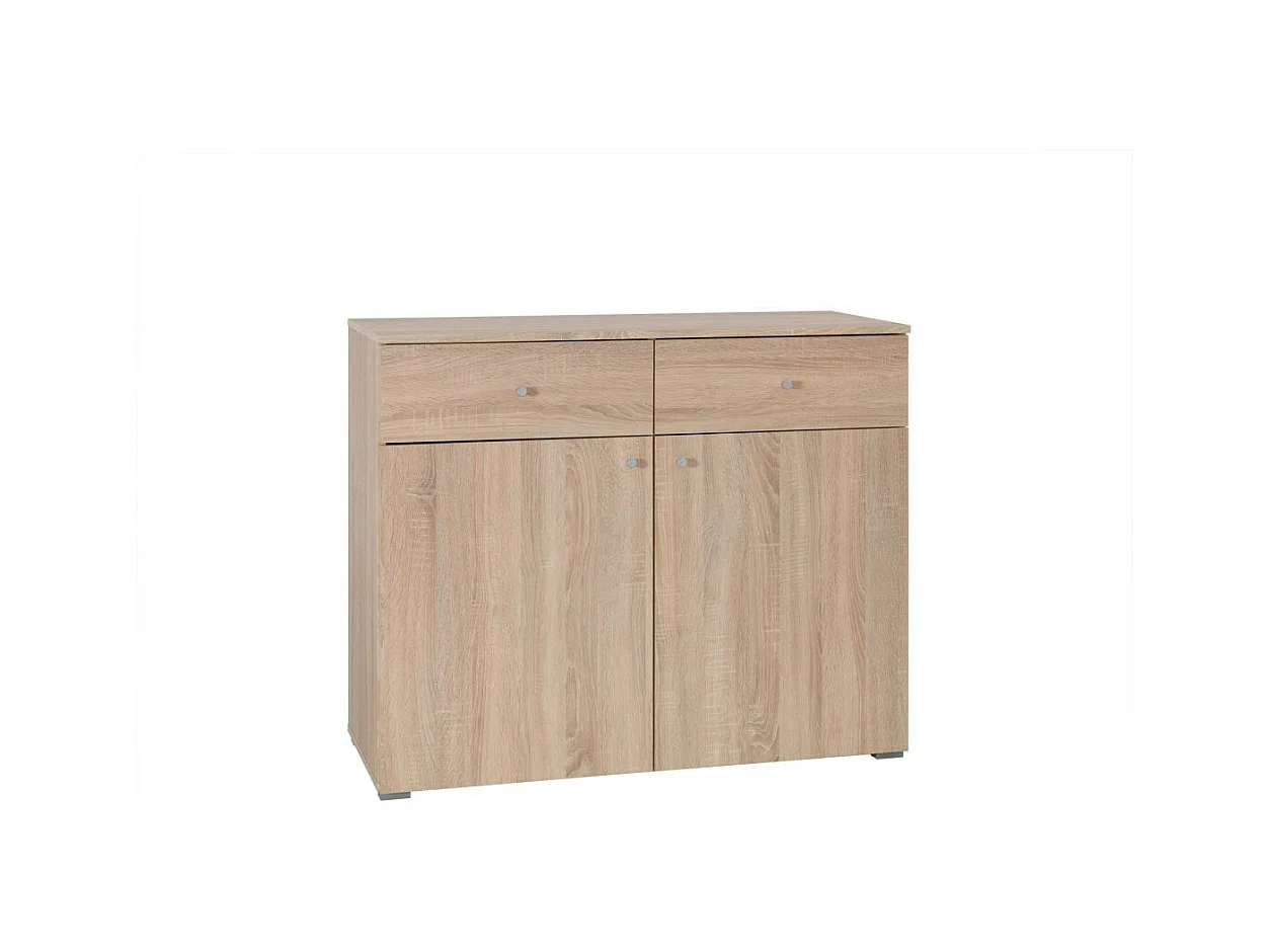 Commode MAXIM coloris chêne clair – 2 portes et 2 tiroirs