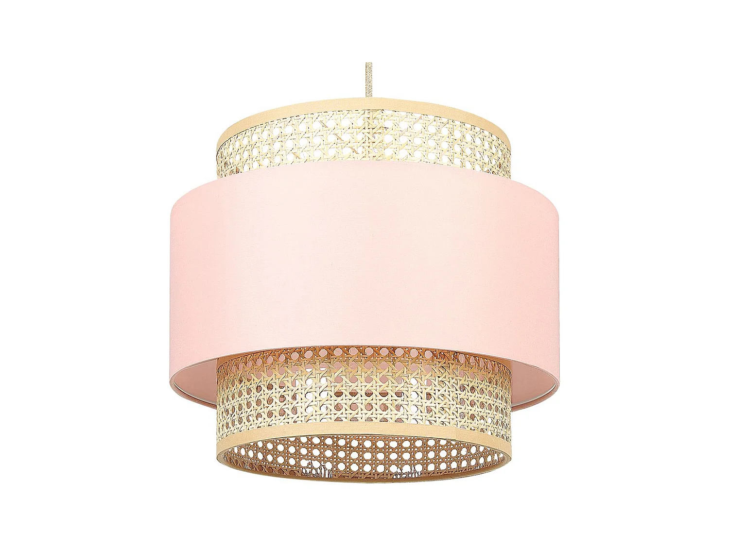 Lampe suspension YUMURI Rotin Rose pêche