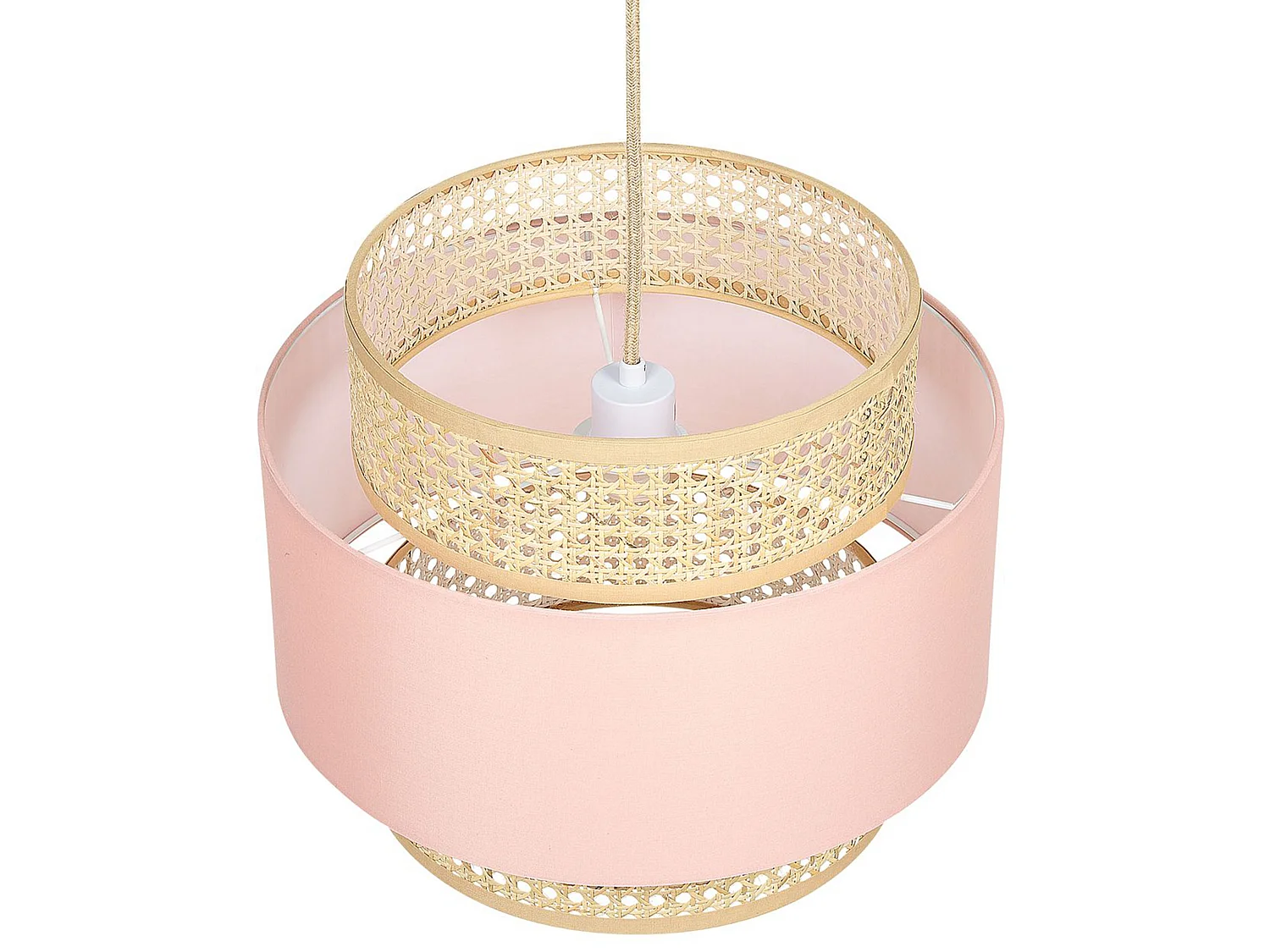 Lampe suspension YUMURI Rotin Rose pêche