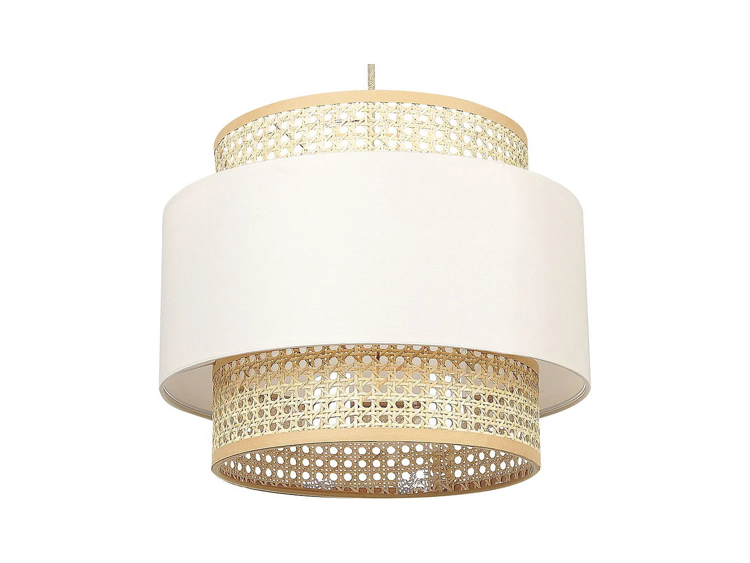 Hängelampe Stoffschirm Rattan beige / natürlich YUMURI