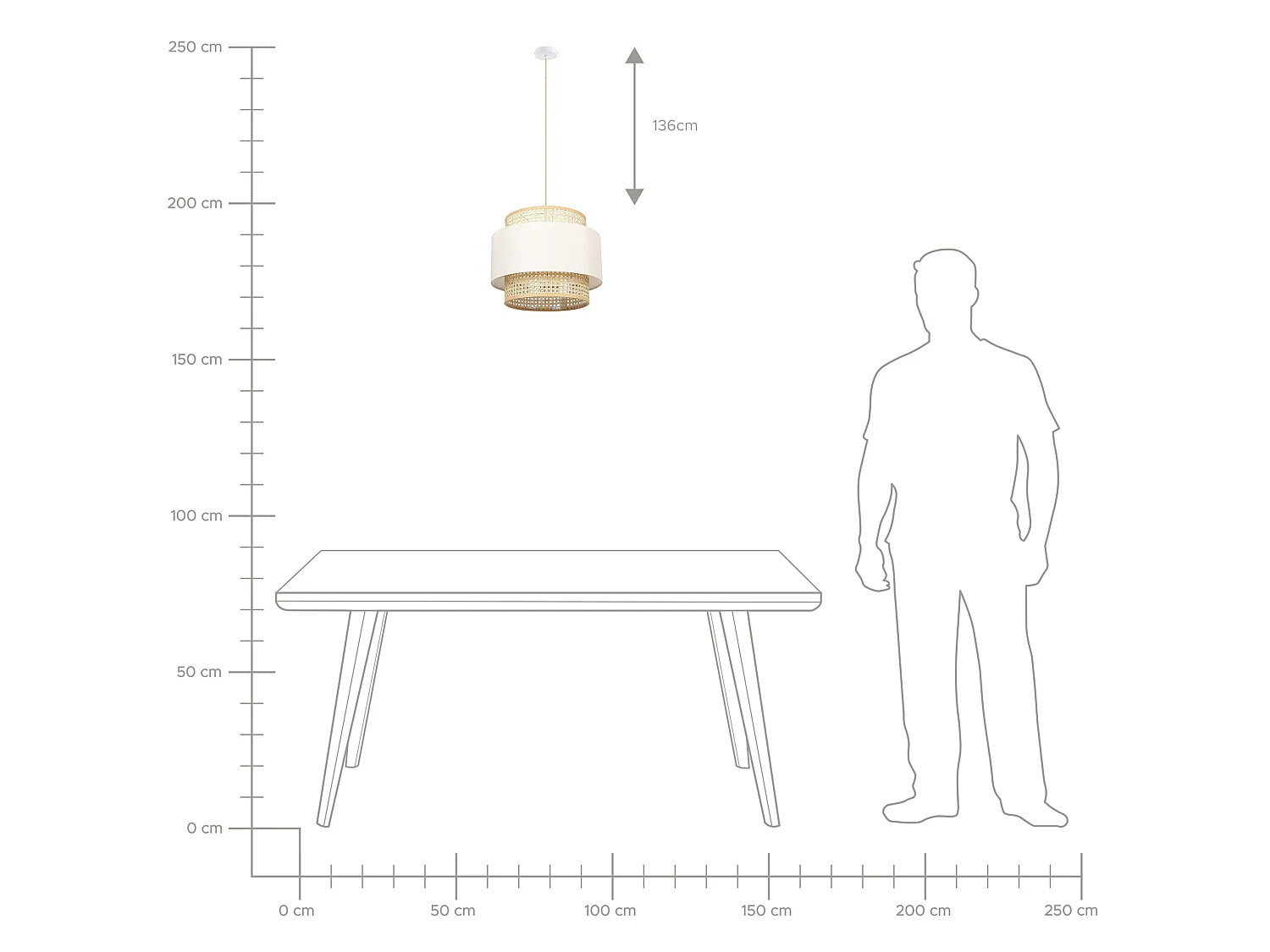 Lampe suspension YUMURI Rotin Beige clair