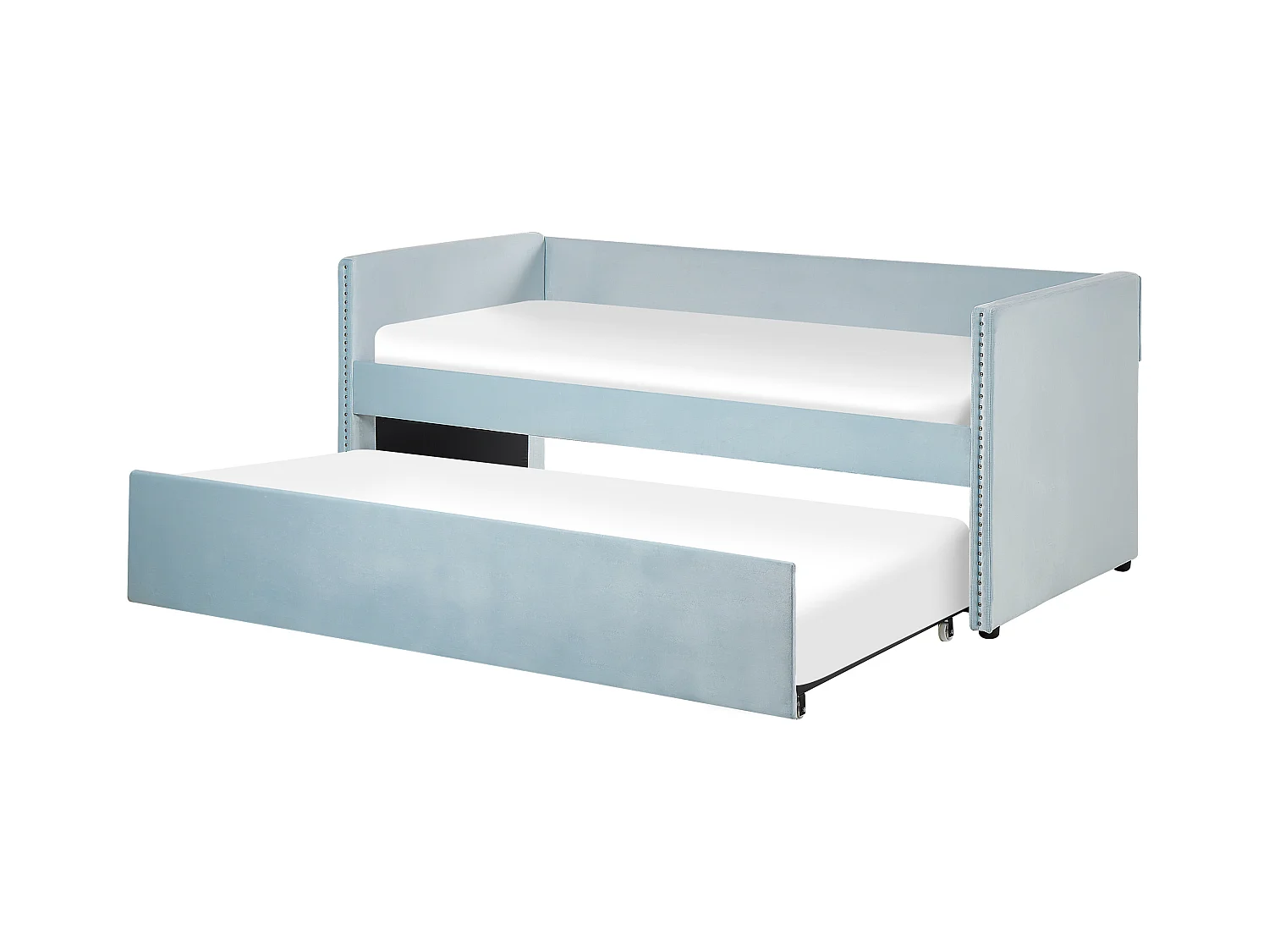 Lit gigogne Velours TROYES 90 x 200 cm Bleu clair