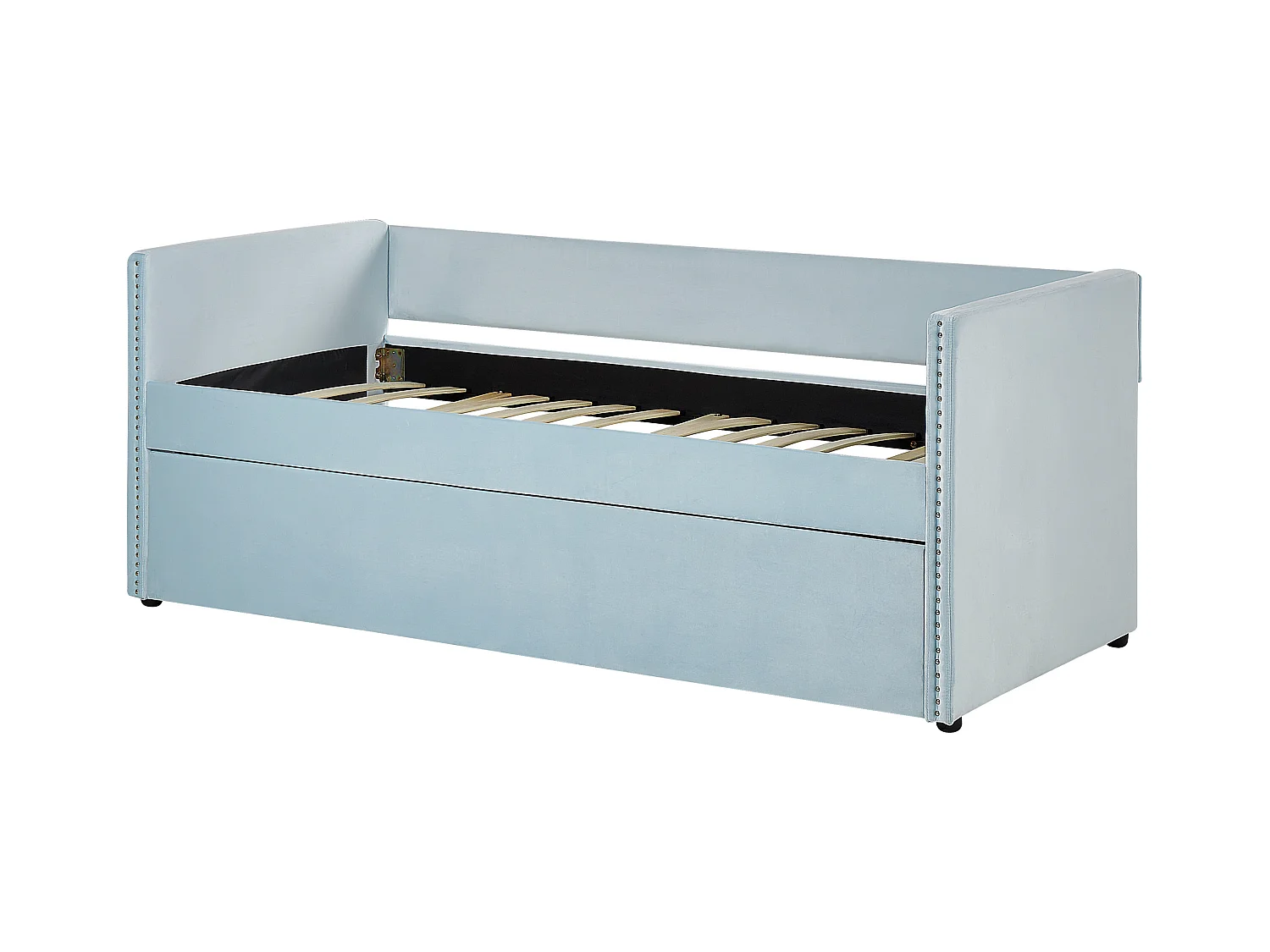 Lit gigogne Velours TROYES 90 x 200 cm Bleu clair