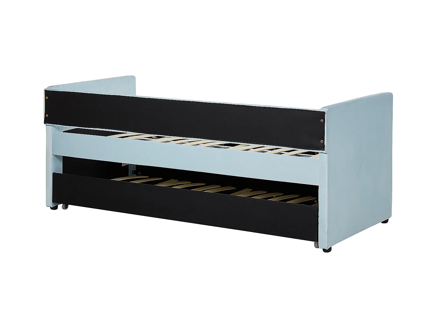 Lit gigogne Velours TROYES 90 x 200 cm Bleu clair