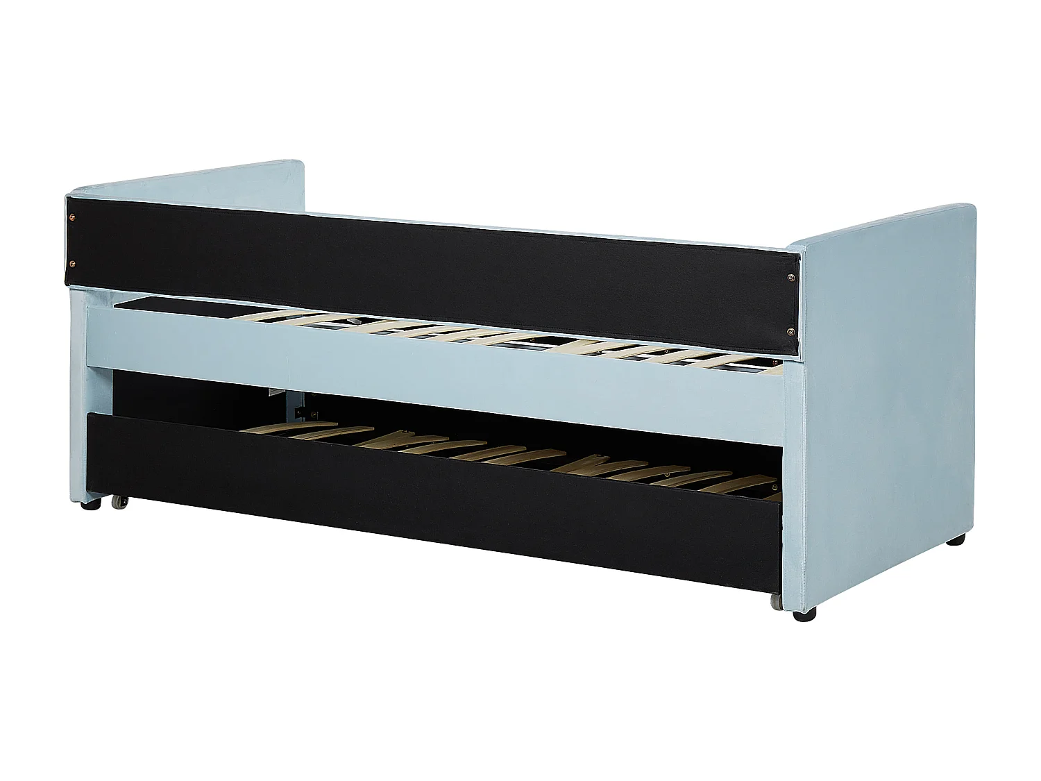 Lit gigogne Velours TROYES 90 x 200 cm Bleu clair