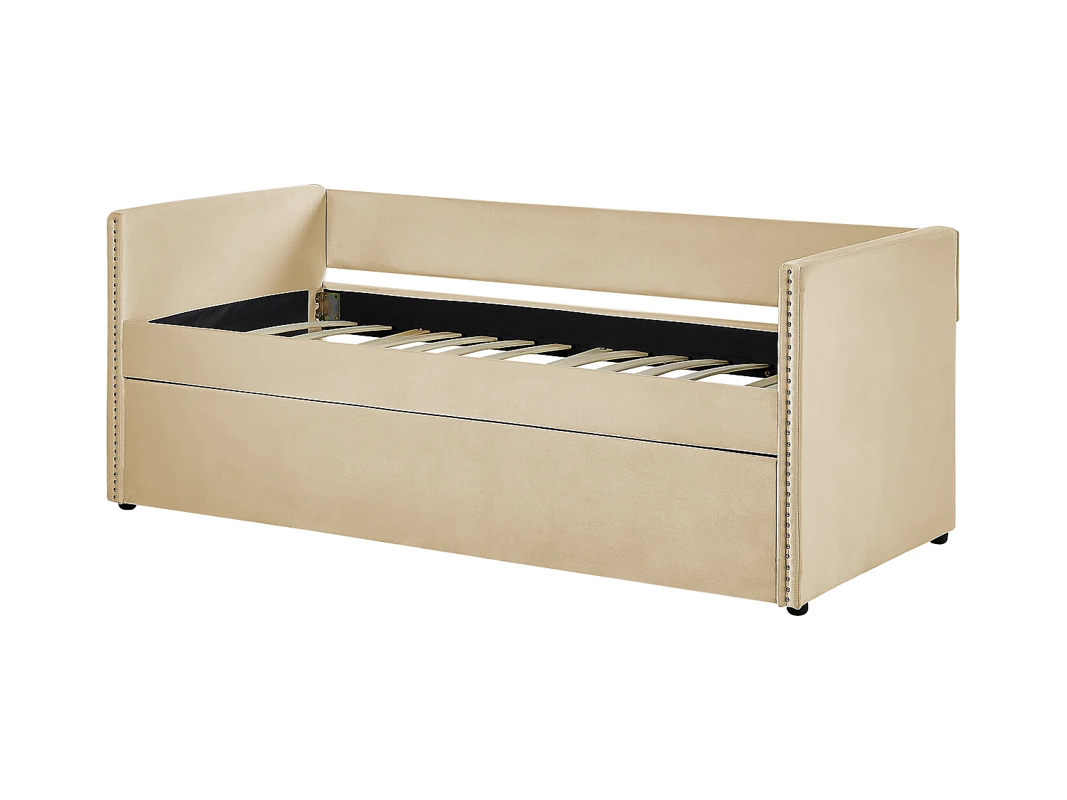 Łóżko wysuwane Welur TROYES 90 x 200 cm Beżowy