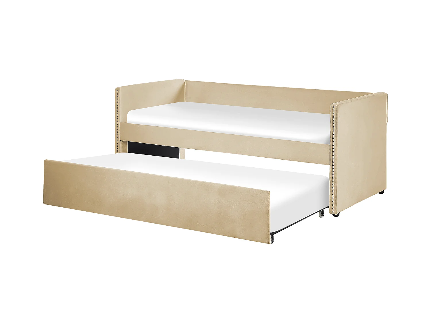 Lit gigogne Velours TROYES 90 x 200 cm Beige