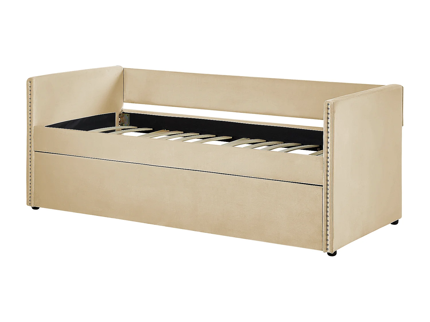 Onderschuifbed Fluweel TROYES 90 x 200 cm Beige