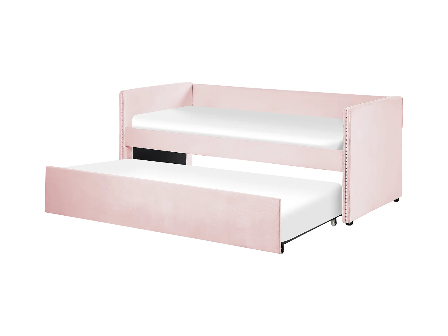 Lit gigogne Velours TROYES 90 x 200 cm Rose pastel