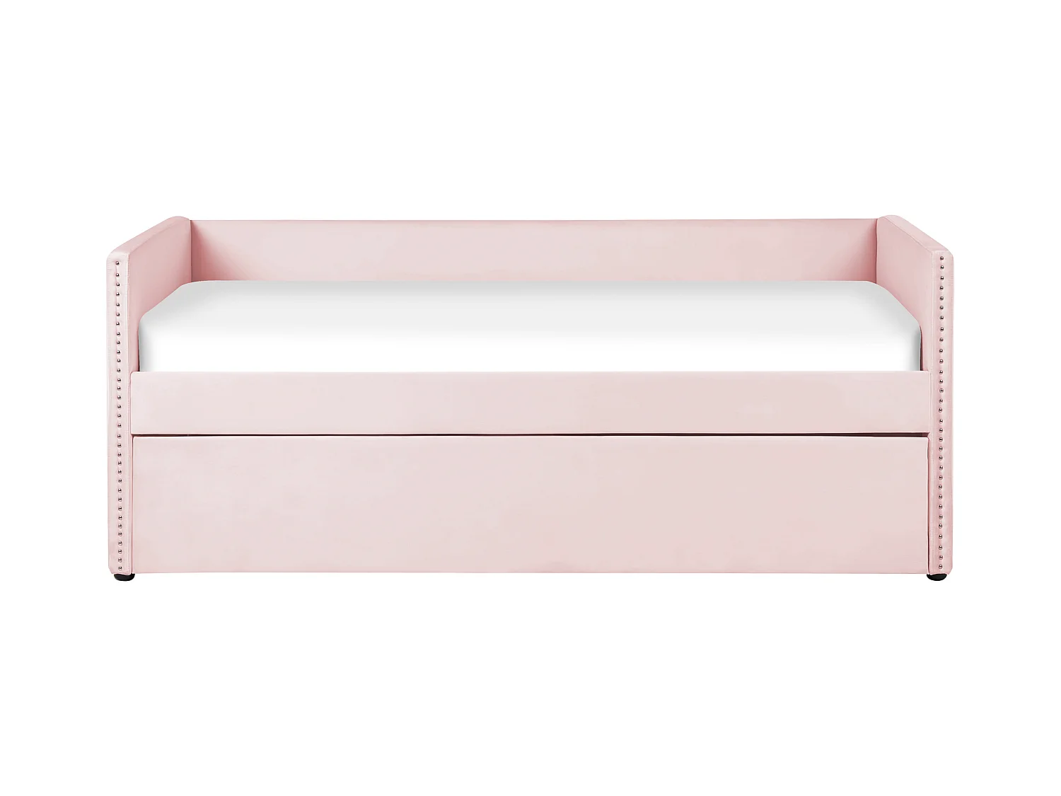 Lit gigogne Velours TROYES 90 x 200 cm Rose pastel