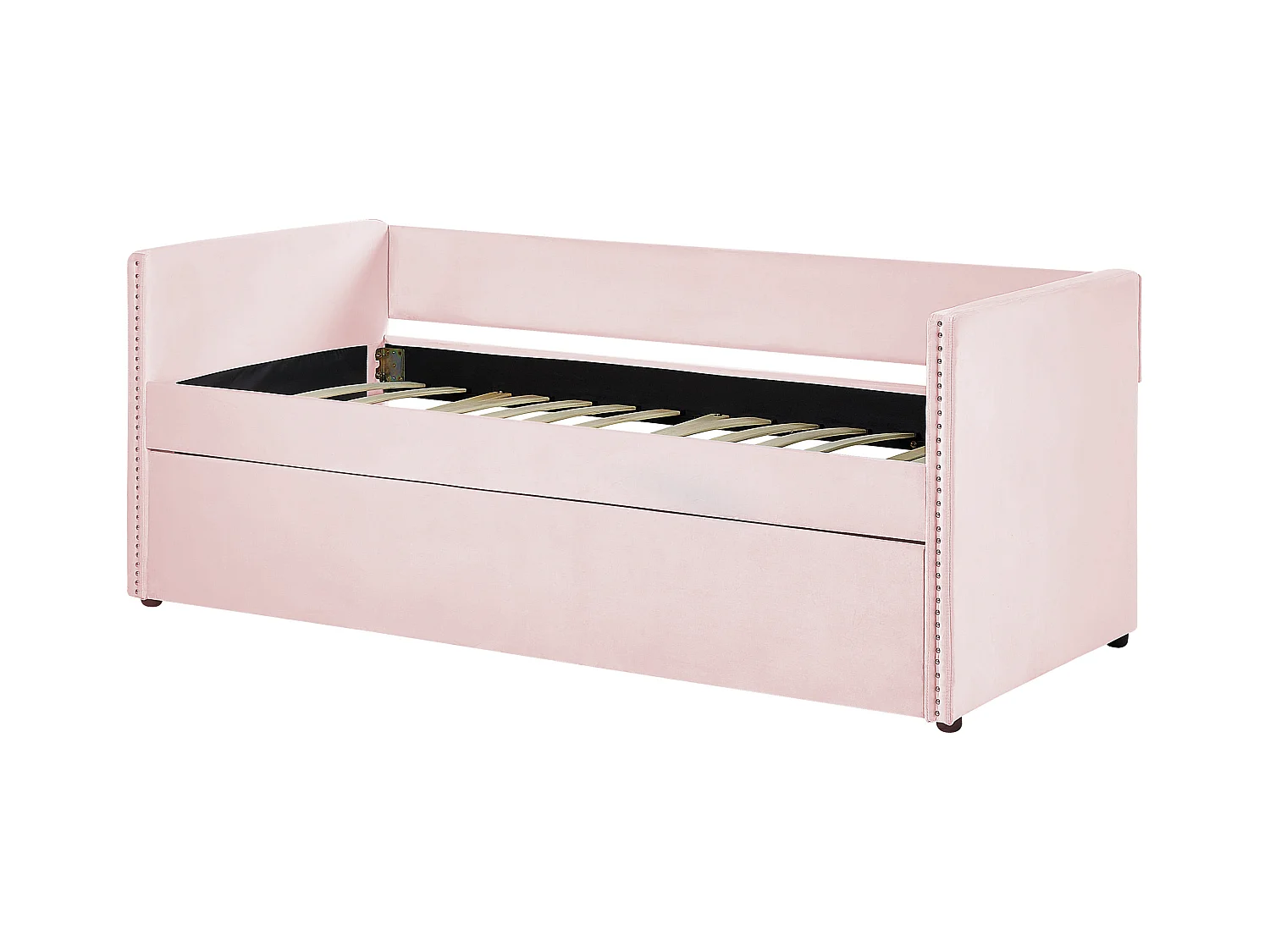 Lit gigogne Velours TROYES 90 x 200 cm Rose pastel