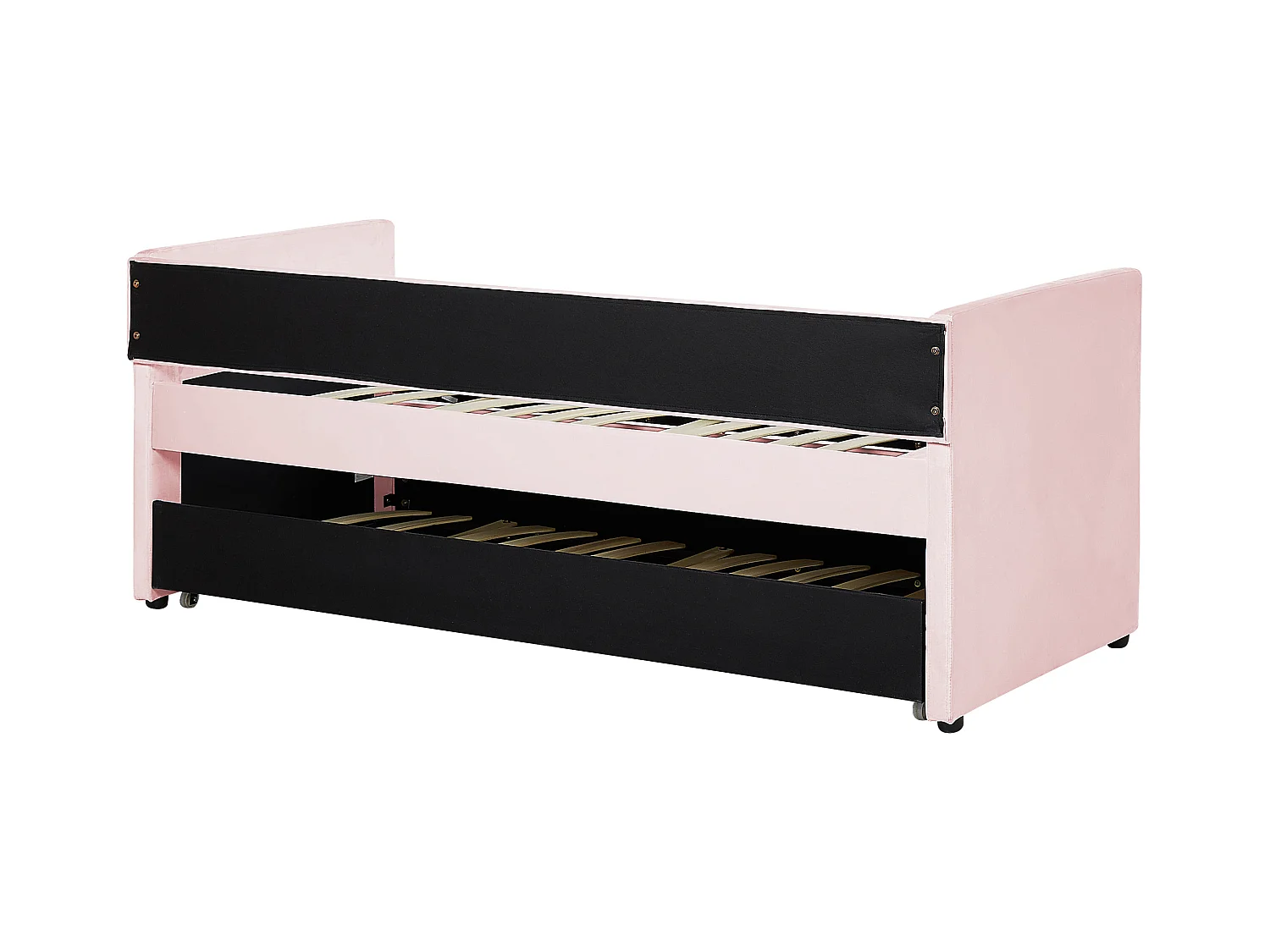 Lit gigogne Velours TROYES 90 x 200 cm Rose pastel