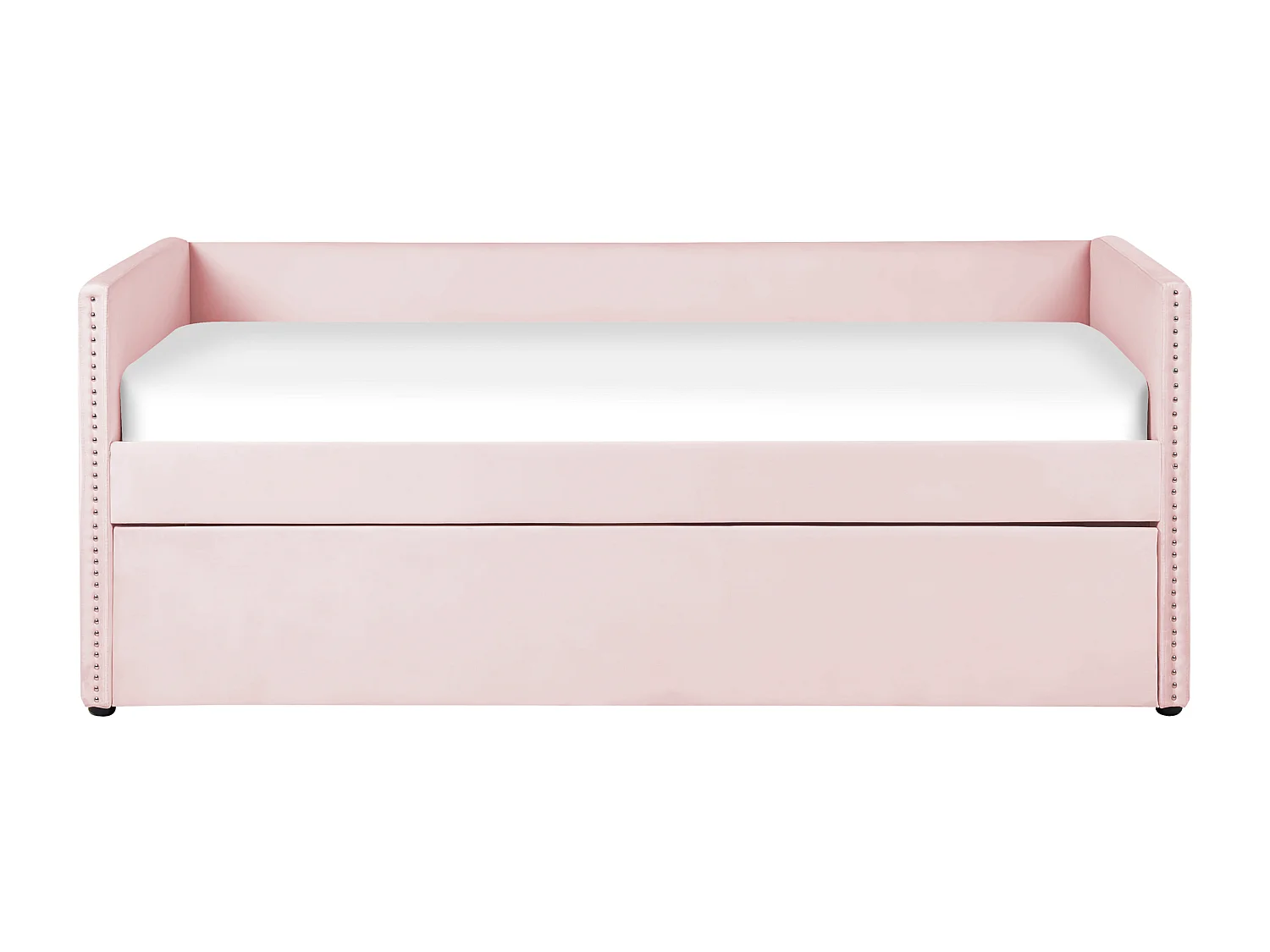 Lit gigogne Velours TROYES 90 x 200 cm Rose pastel