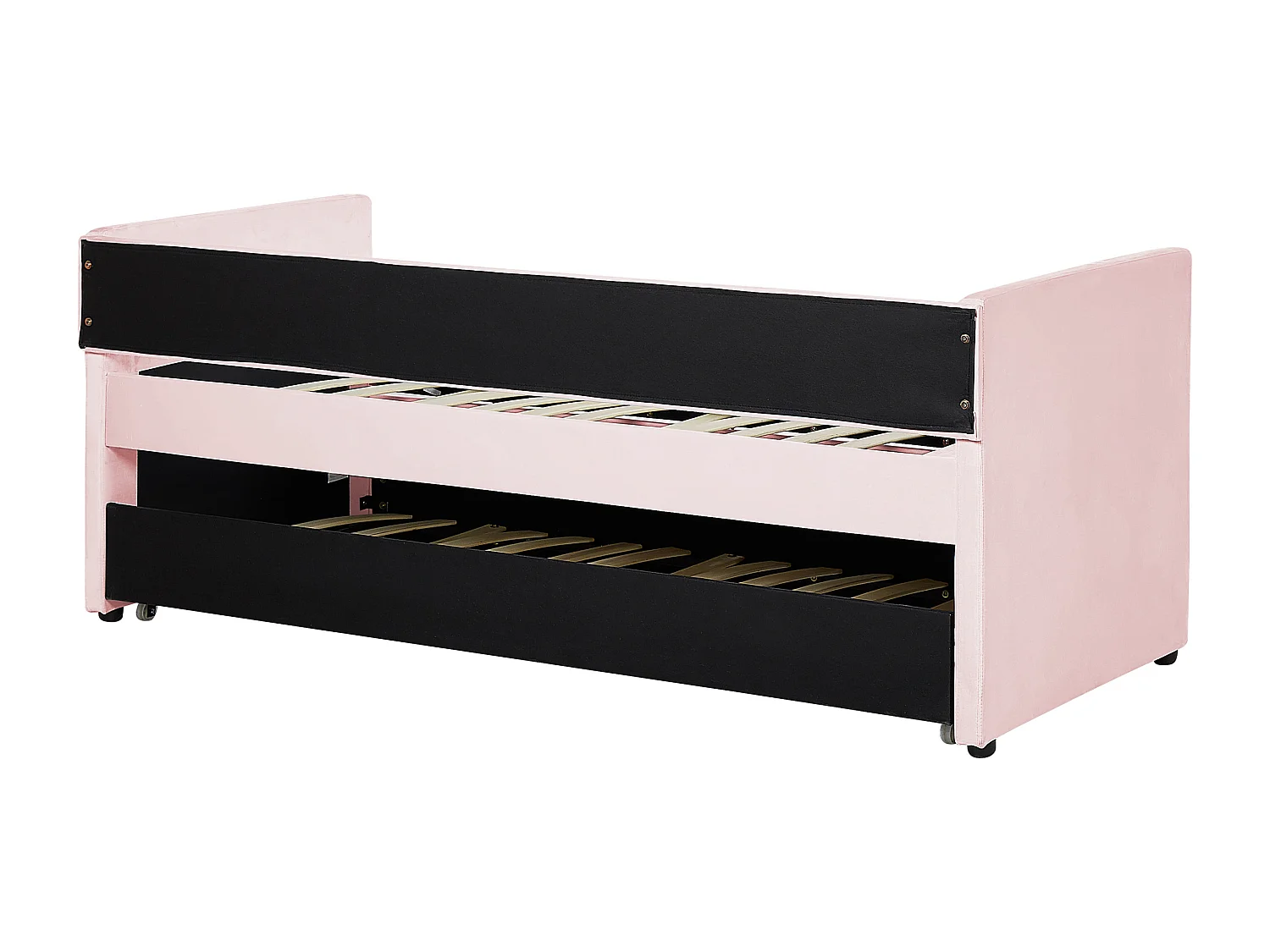 Lit gigogne Velours TROYES 90 x 200 cm Rose pastel