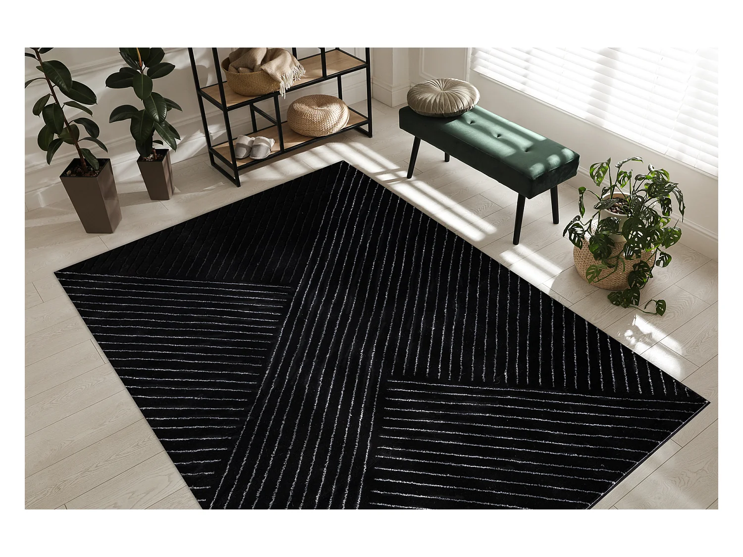 Tapis EMERALD exclusif A0084 glamour, élégant, lignes, géométrique 160x220 cm