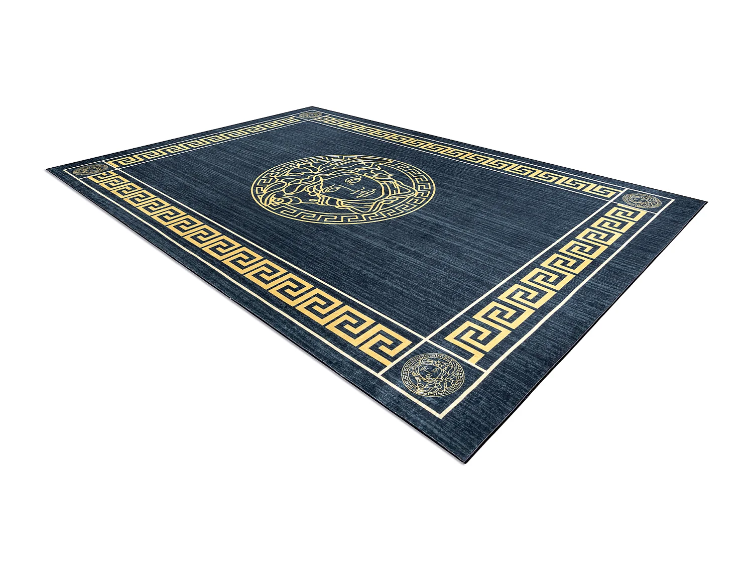 ANDRE 1972 Waschteppich Rahmen, Meduse griechisch Anti-Rutsch - blau / 80x150 cm