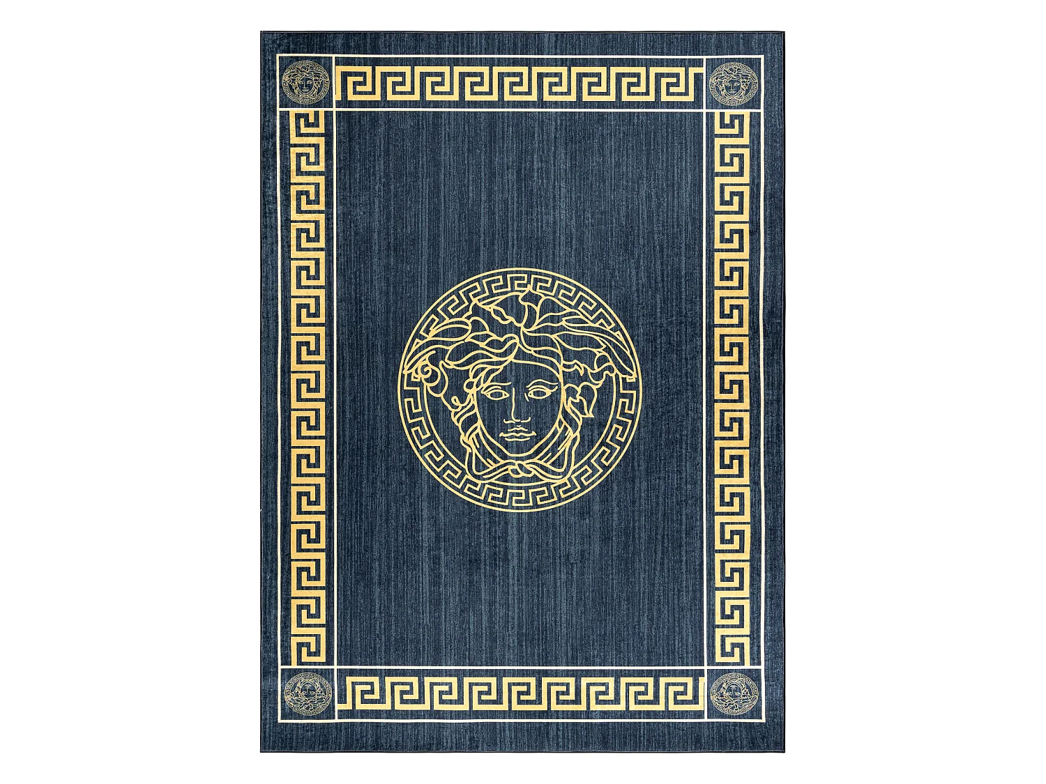 Tapis lavable ANDRE 1972 marbre méduse grec antidérapant - bleu et o 160x220 cm