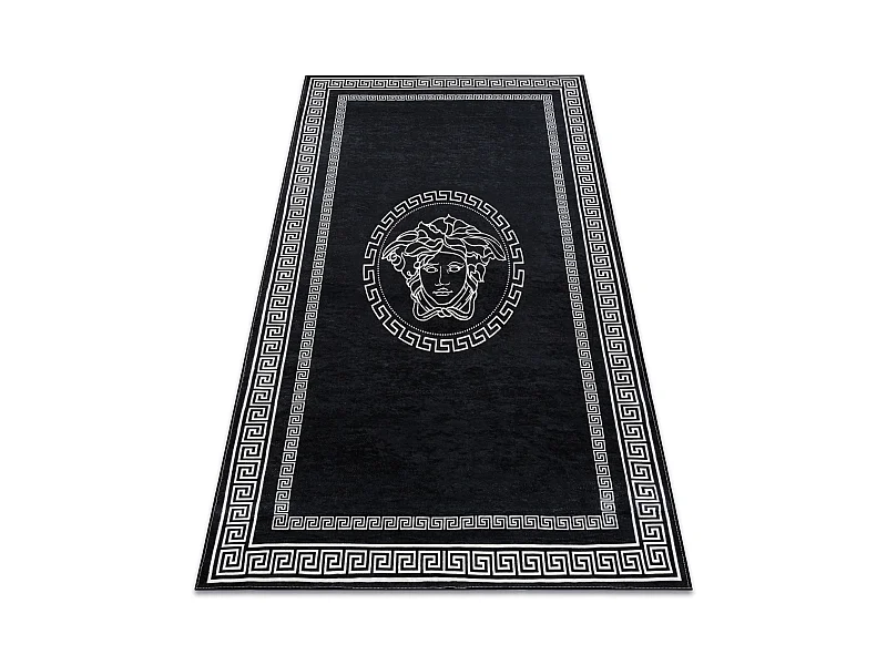 ANDRE 2031 Waschteppich Rahmen, Meduse griechisch Anti-Rutsch - schwar 160x220 cm