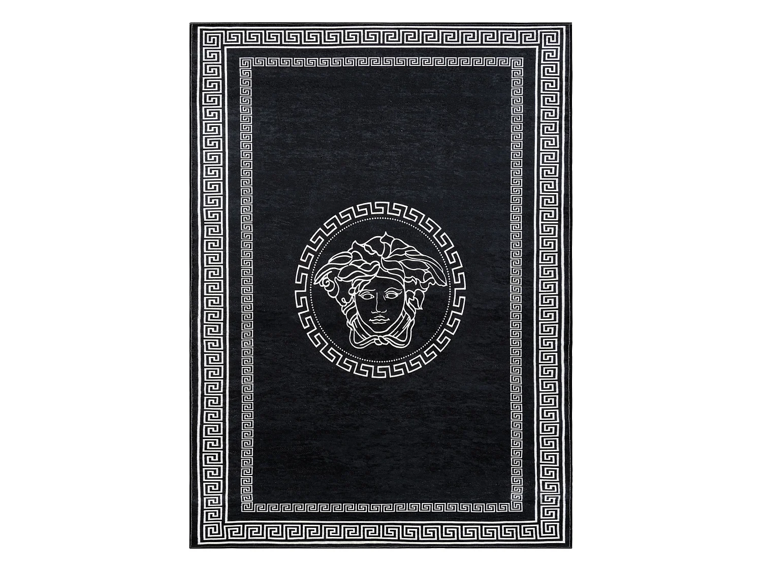 Tapis lavable ANDRE 2031 marbre méduse grec antidérapant - noir et b 160x220 cm