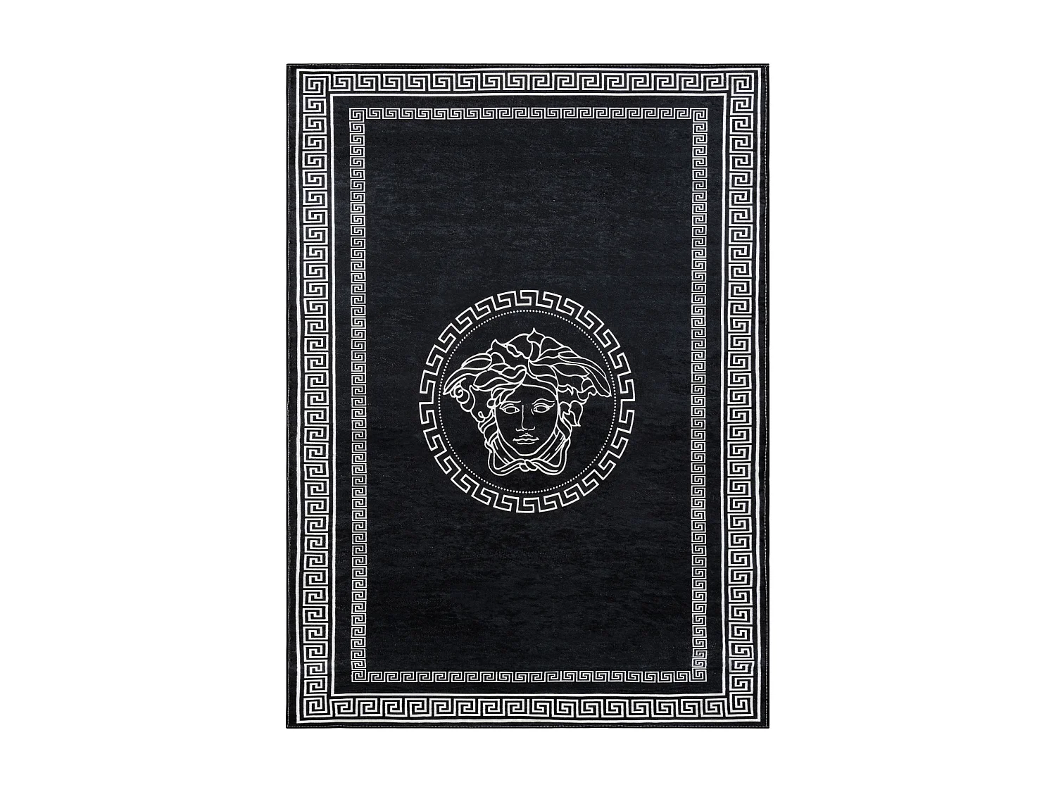 Tapis lavable ANDRE 2031 marbre méduse grec antidérapant - noir et b 120x170 cm