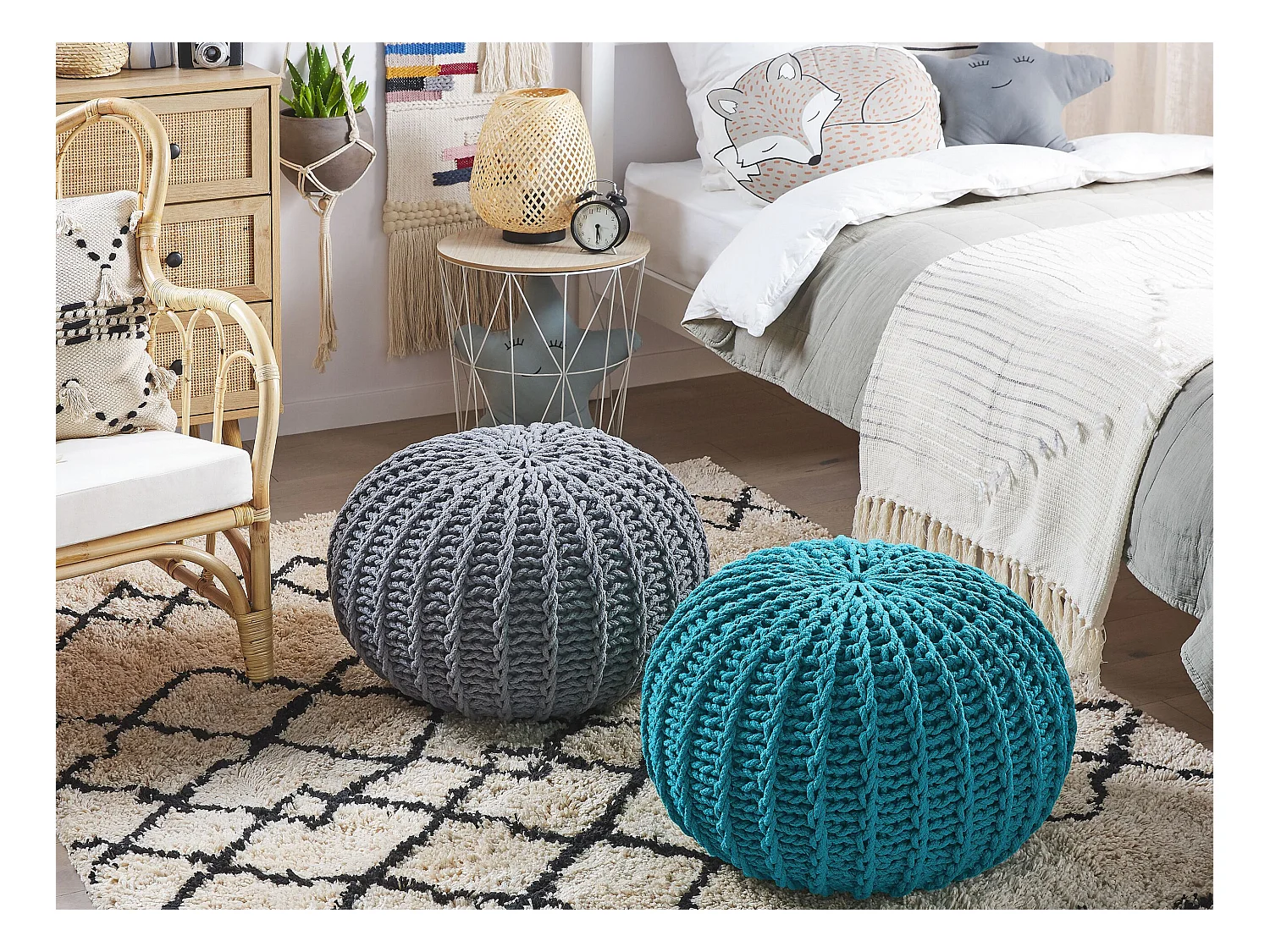 Pouf en coton bleu 50 x 35 cm CONRAD II