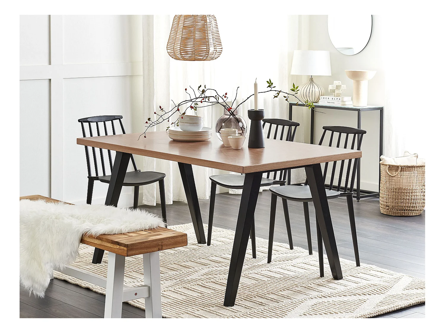 Stół do jadalni LENISTER Brązowy/ czarny 150 cm 90 cm