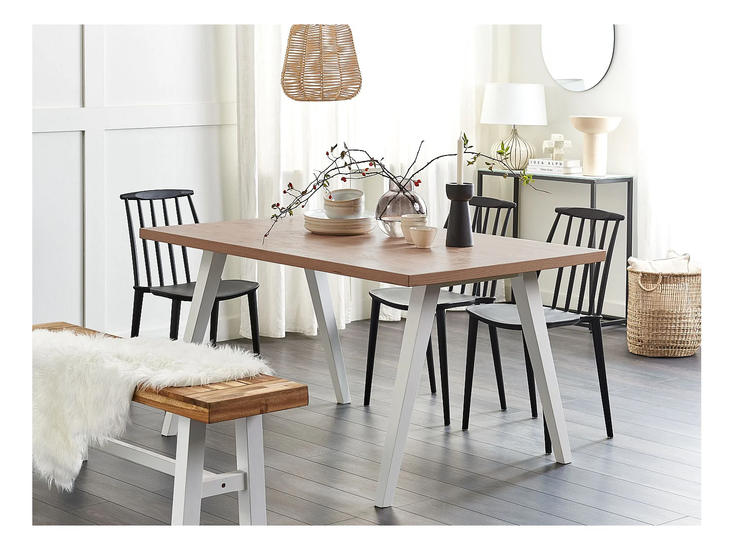 Tavolo da pranzo LENISTER Marrone/ Bianco 150 cm 90 cm