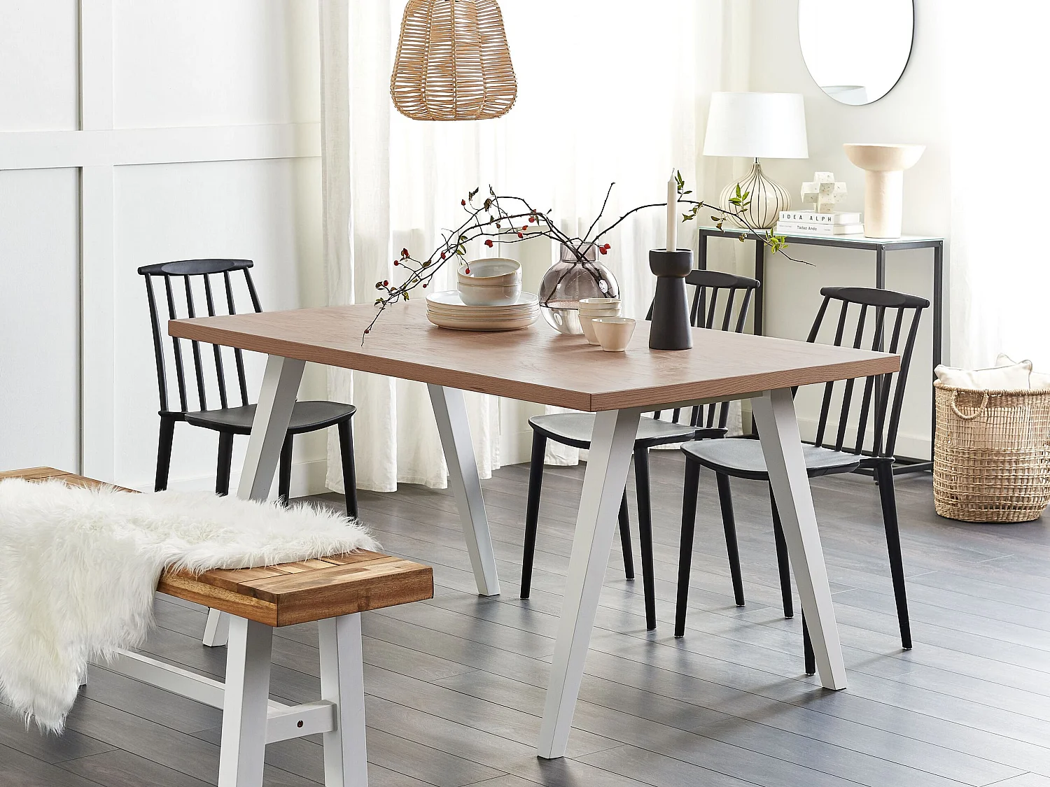 Table de repas LENISTER Marron/blanc 150 cm 90 cm