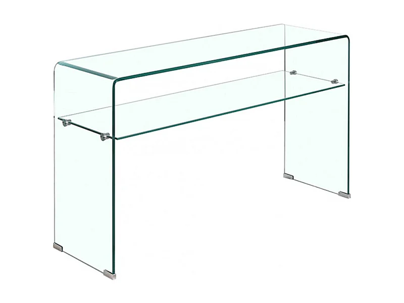Console rectangulaire L. 100 cm verre trempé et étagère vitrée - ICE