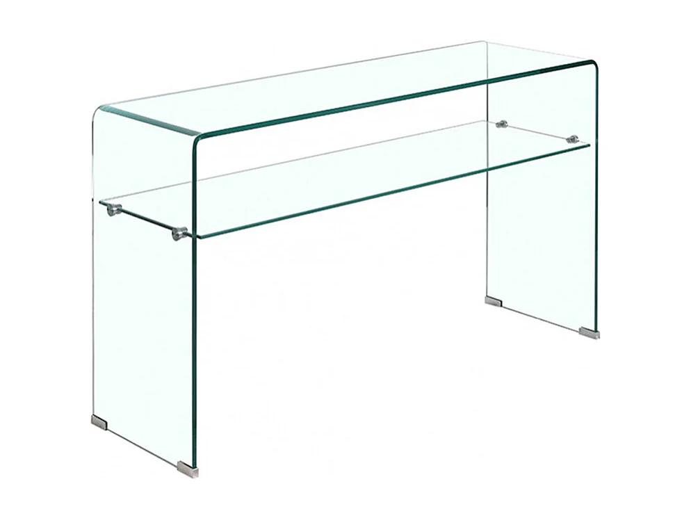 Console rectangulaire L. 100 cm verre trempé et étagère vitrée - ICE