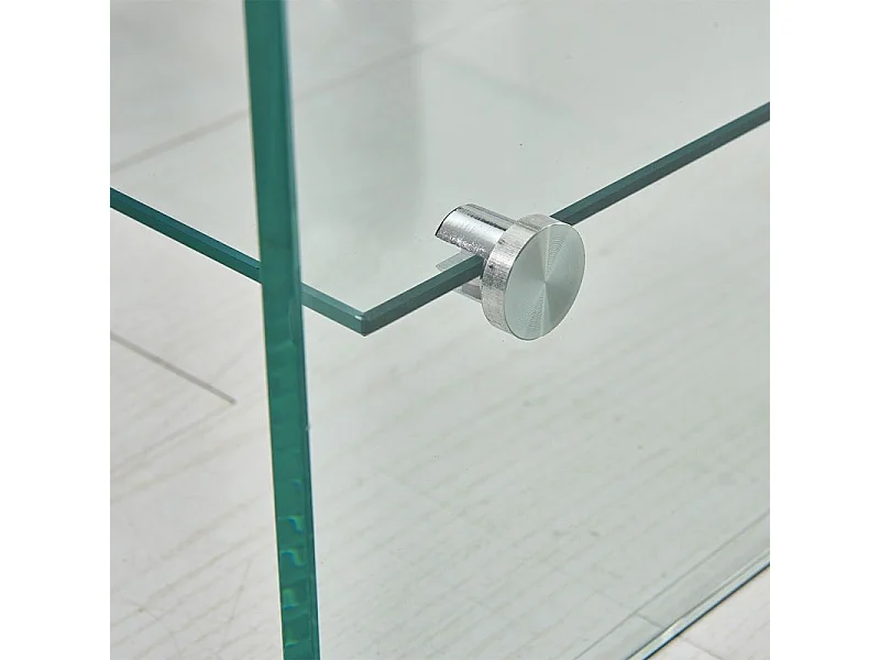 Console rectangulaire L. 100 cm verre trempé et étagère vitrée - ICE