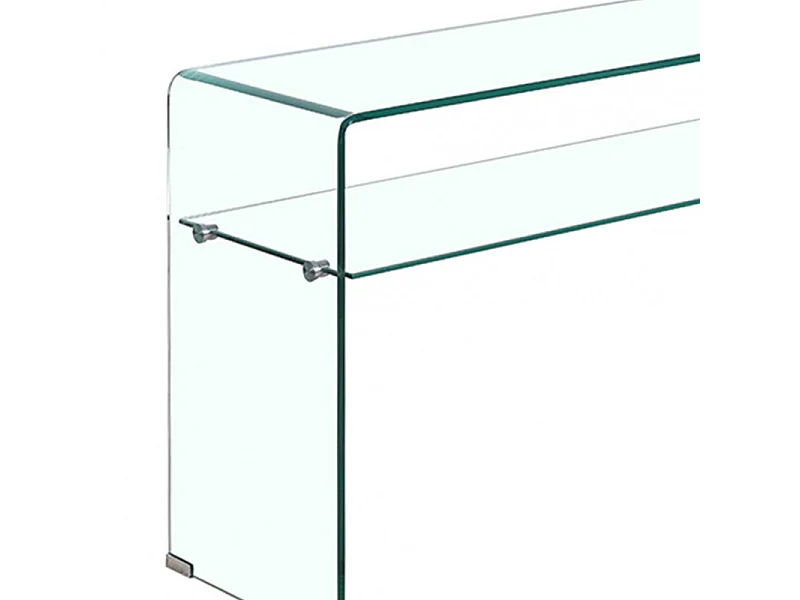 Console rectangulaire L. 100 cm verre trempé et étagère vitrée - ICE