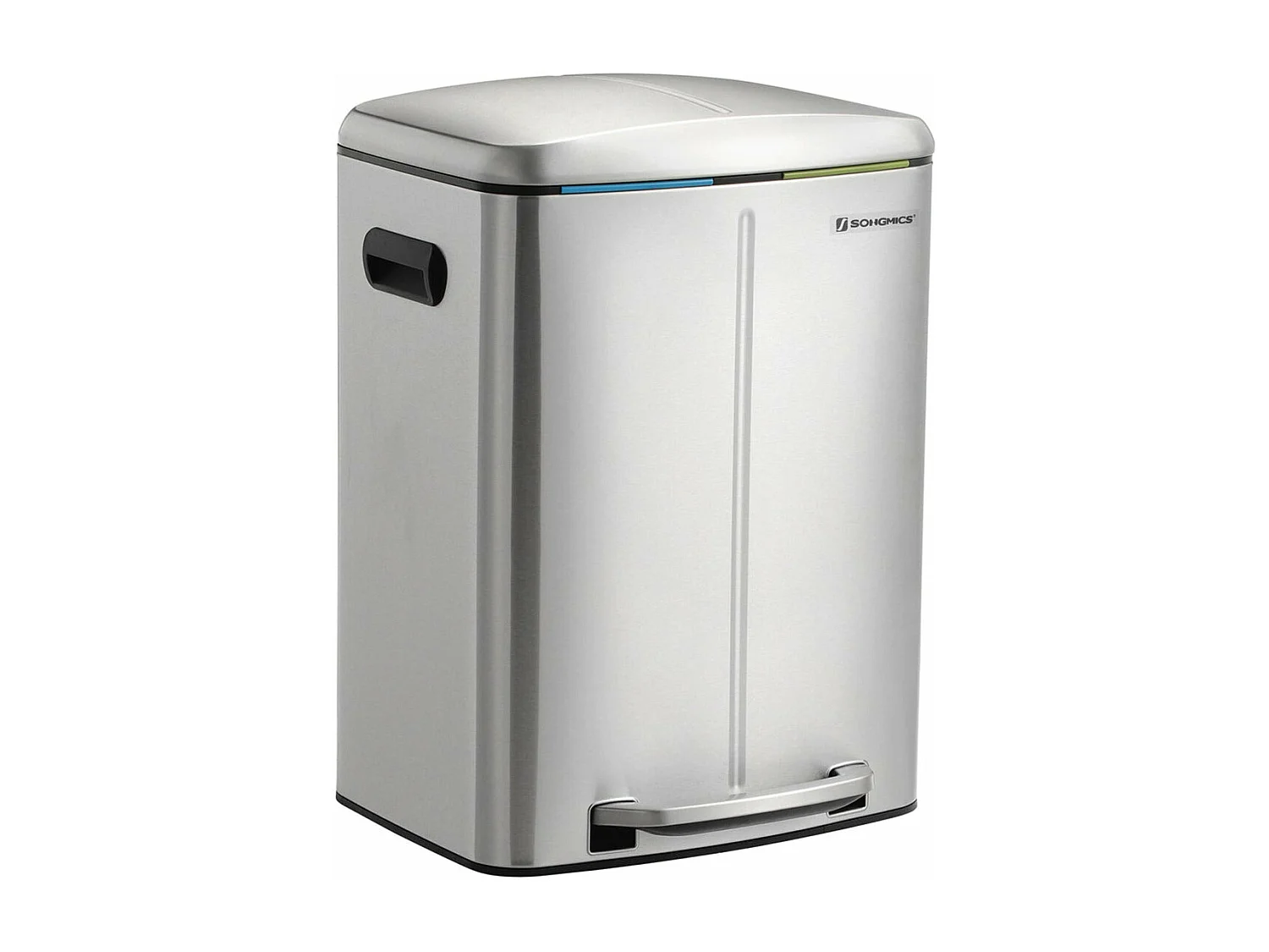 Lixeira 2 baldes lixeira de cozinha 2 x 20 litros lixeira plástica dupla baldes internos tampa articulada alça hermética fechamento suave prata 12_0003614