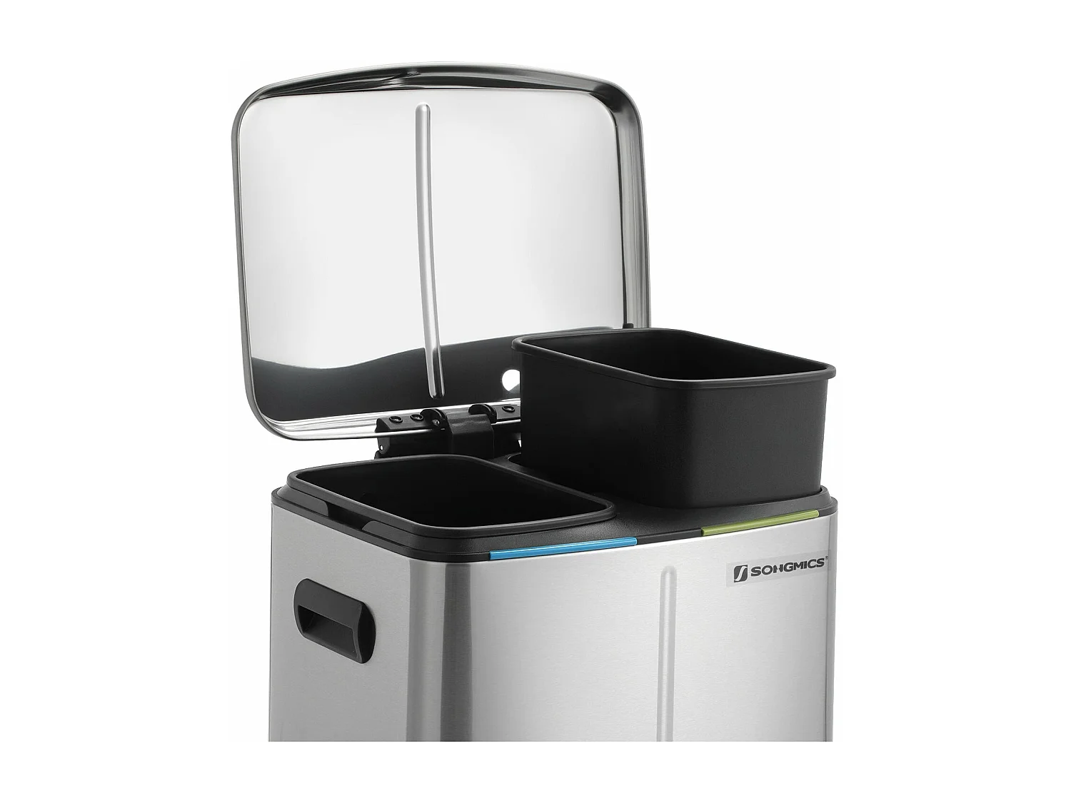 Lixeira 2 baldes lixeira de cozinha 2 x 20 litros lixeira plástica dupla baldes internos tampa articulada alça hermética fechamento suave prata 12_0003614