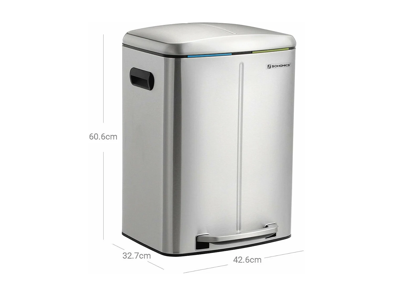 Lixeira 2 baldes lixeira de cozinha 2 x 20 litros lixeira plástica dupla baldes internos tampa articulada alça hermética fechamento suave prata 12_0003614