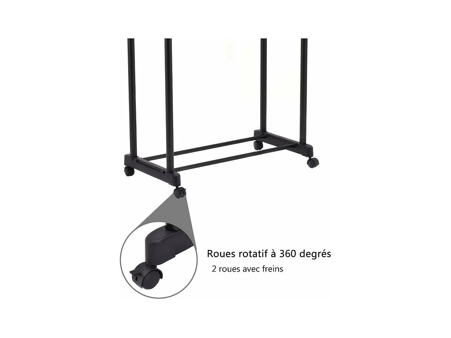 Perchero con armario con ruedas 84 x 43 x 168 cm 2 barras 20_0000979