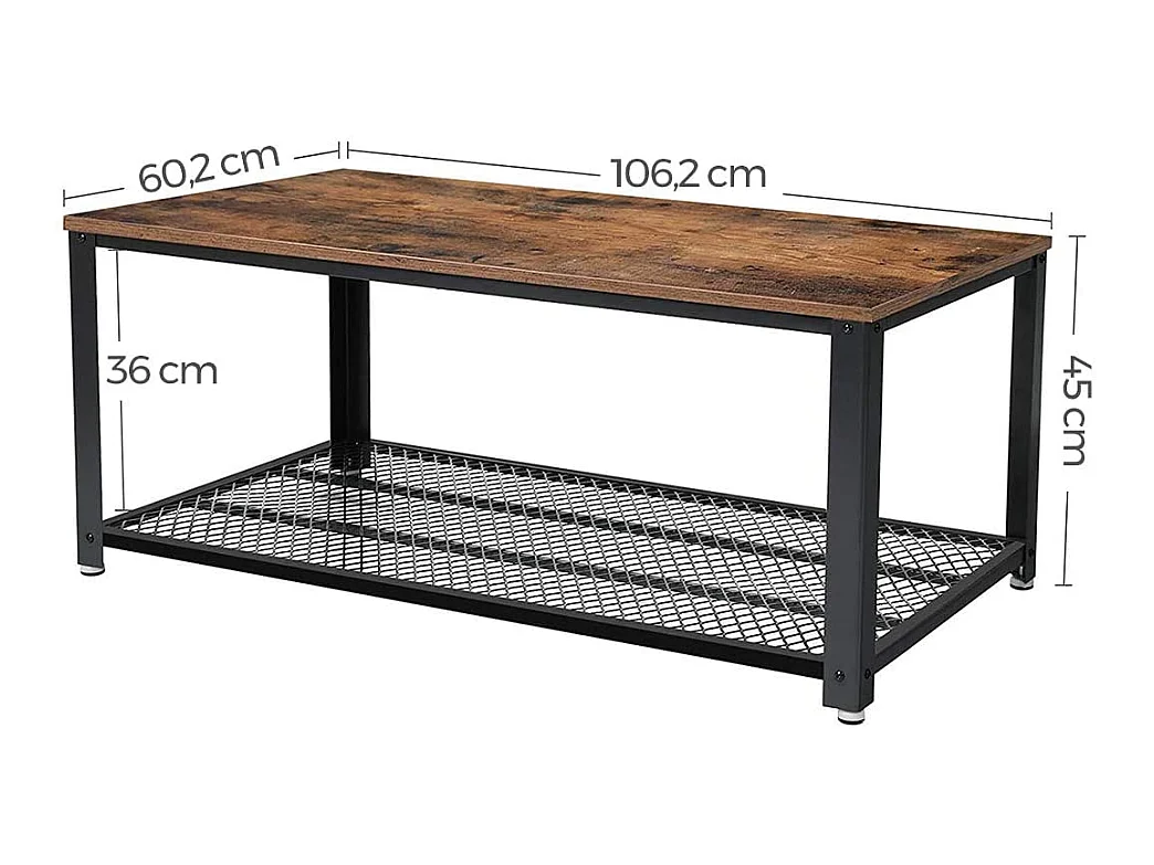 Table basse table de métal marron 106.2 x 60.2 x 45 cm 12_0001001