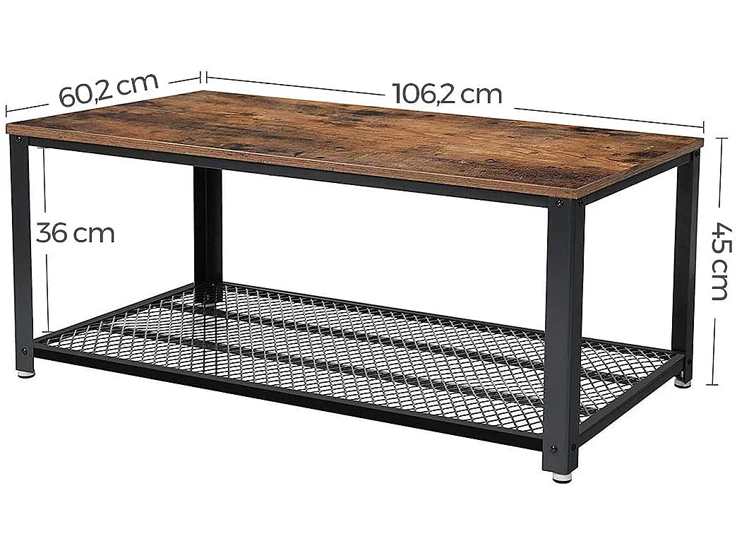 Table basse table de métal marron 106.2 x 60.2 x 45 cm 12_0001001